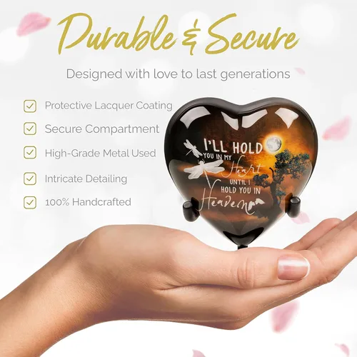 Miniatura 2 de Urnas pequeñas de corazón para cenizas humanas Mini urnas de cremación para adultos y mascotas Urna de corazón de recuerdo hecha a mano, tapa