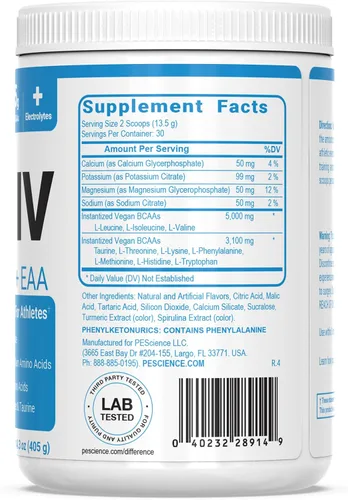Miniatura 6 de PEScience Amino IV, manzana verde agria, 60 cucharadas, BCAA y polvo EAA con electrolitos