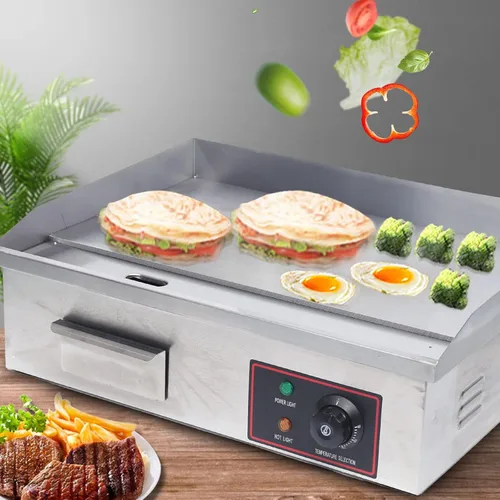 Plancha eléctrica comercial 3KW, placa caliente eléctrica de la cacerola de la torta eléctrica de la encimera de la cacerola de la torta plana