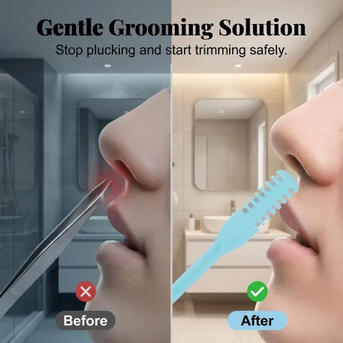 Miniatura 3 de Juego de recortadora de vello nasal portátil con cuchillas de acero inoxidable, diseño seguro protegido, herramienta de aseo para hombres y mujeres
