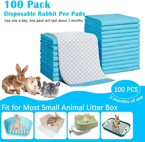 Miniatura 2 de kathson 100 almohadillas desechables para orina de conejo, 18 x 13 pulgadas, almohadillas de entrenamiento de inodoro súper absorbentes para Azul