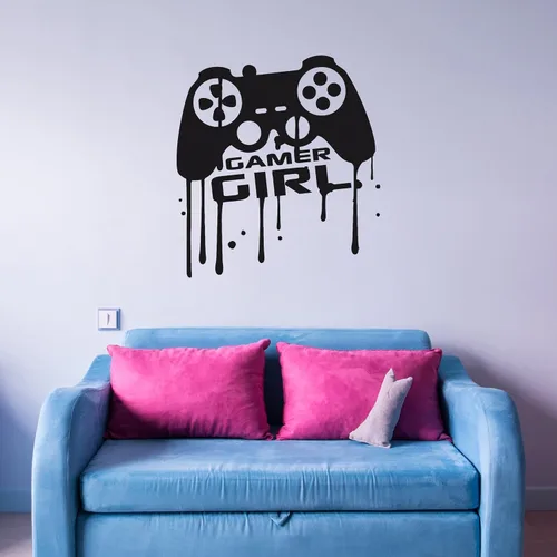 Vinilo adhesivo para pared, diseño de chica Gamer, videojuegos, sala de juegos para adolescentes y sala de juegos, pegatinas grandes (689 ig), color
