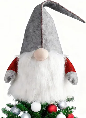 D-FantiX Adorno de Gnomo para la Copa del Árbol de Navidad, 25 Pulgadas Gran Gnomo Sueco Tomte Adornos de Navidad Gnomos de Papá Noel de Peluche