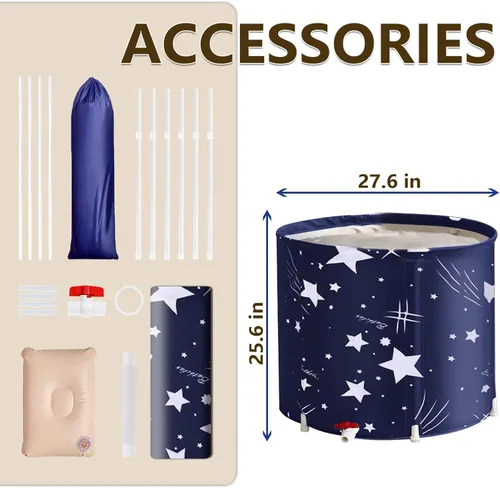 Miniatura 3 de BDL Bañera Portátil, Bañera de Remojo Japonesa Plegable para Adultos, Bañeras Independientes de Agua Fría y Caliente BDL con Espuma Térmica, Bañera