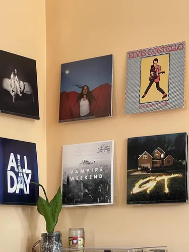 Miniatura 6 de NIUBEE Estante para discos de vinilo transparente para montaje en pared, paquete de 6, soporte para álbumes de discos de acrílico para mostrar tu