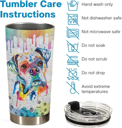 Miniatura 7 de Regalo para los Amantes de los Bóxer – Vaso Térmico Taza de Acero Inoxidable de 20oz, Regalo Divertido y Único para Dueños de Perros Bóxer, Perfecto