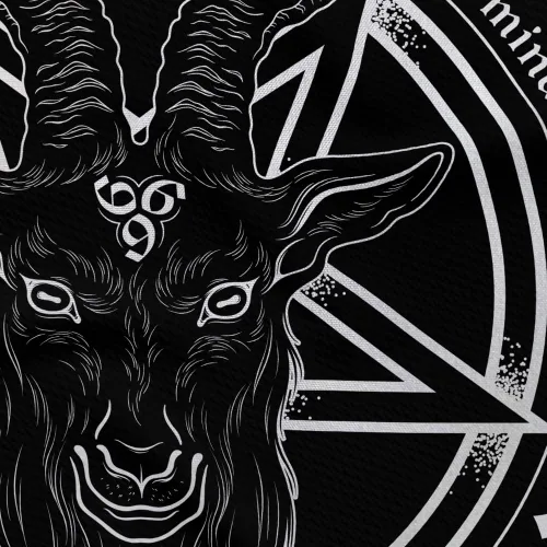 Miniatura 5 de Tapiz de pentagrama satánico para dormitorio, estatua de Baphomet, cabeza de cabra, calavera, tapices paganos para colgar en la pared para Negro