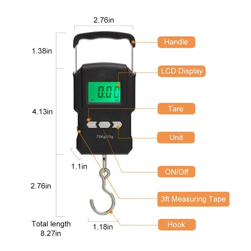 Miniatura 5 de Báscula Lugagge recargable portátil con gancho electrónico, bolsa colgante digital, báscula de peso para equipaje, báscula de pesca con cinta