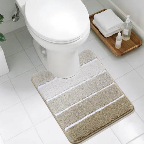 Miniatura 13 de COSY HOMEER Alfombras de baño de 24 x 17 pulgadas, ultra suaves y absorbentes, con respaldo de TPR antideslizante, lavable a máquina, alfombra Beige