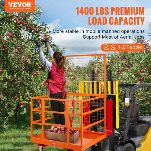 Miniatura 2 de VEVOR Jaula de seguridad para montacargas, capacidad de carga de 1400 libras, plataforma de trabajo de carretilla elevadora de 43 x 45 pulgadas