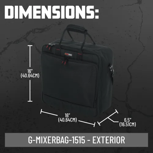 Miniatura 6 de Gator Cases Estuche de nailon acolchado para mezclador/equipo con correa extraíble, 39,4 x 38,1 x 14 cm (G-MIXERBAG-1515)