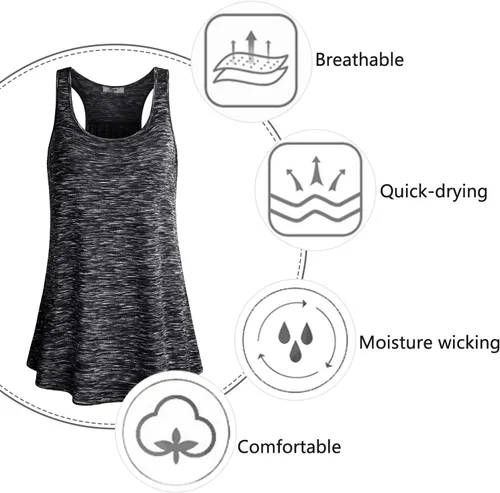 Miniatura 70 de Cestyle - Camiseta sin mangas para mujer, cuello redondo, corte holgado, para entrenamiento