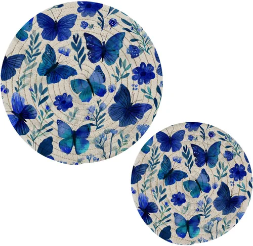Miniatura 47 de Salvamanteles de flores de amapola otoñal para platos calientes, ollas y sartenes, salvamanteles tejidos de algodón, redondo, grande, decoración