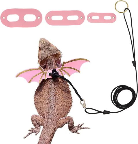 Miniatura 7 de ADOGGYGO Arnés de correa de dragón barbudo, paquete de 3 tamaños de arnés de ala de lagarto naranja con correa extraíble para reptiles de lagarto