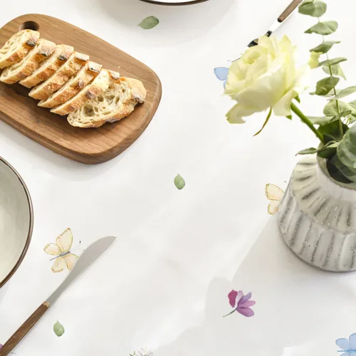 Miniatura 5 de Horaldaily Mantel de primavera de 52 x 70 pulgadas, diseño de flores silvestres y mariposas florales, lavable, para decoración de fiestas, picnic