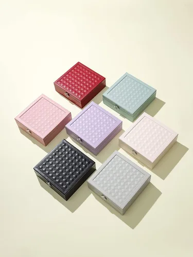 Miniatura 9 de AOSIFIEL Joyero con cerradura para organizador de joyas de viaje con espejo para mujeres, adolescentes y niños, estuche de joyería de escritorio