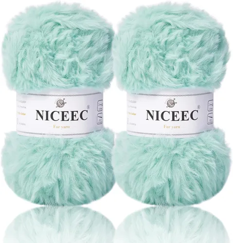 Miniatura 34 de NICEEC Hilo de Pelo Sintético Super Suave, Grueso y Esponjoso, Hilo de Pestañas para Crochet y Tejido (Longitud Total 192m/9.1kg) - Otoño/300g