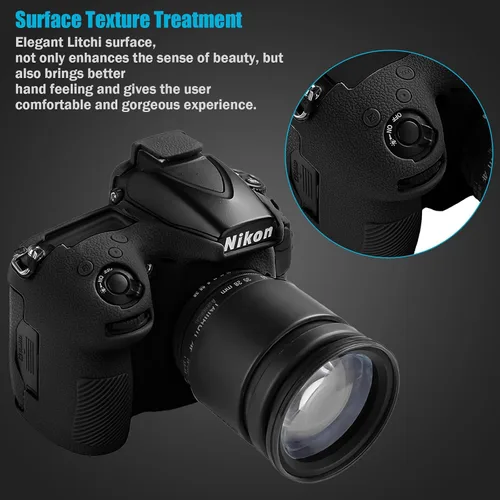 Miniatura 4 de Easy Hood Cubierta de la caja de la cámara para cámara digital Nikon D810 D810A (negro) Funda protectora de silicona suave, ligera, delgada