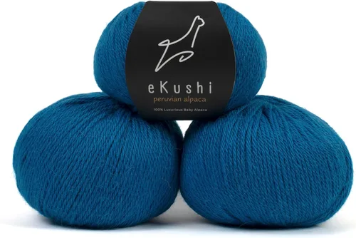 Miniatura 53 de 100% Hilo de Alpaca para Bebé para Tejer y Ganchillo - Juego de 3 Madejas de Hilo Premium DK - Ligero, Hipoalergénico y Térmico Hecho en Perú - N010