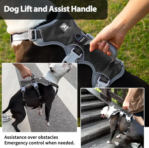Miniatura 3 de Huntboo Arnés para perro a prueba de escapes, arnés reflectante con mango acolchado, transpirable, duradero, chaleco ajustable para perros medianos