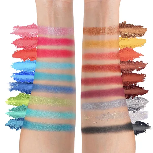 Miniatura 4 de Tintark FUNFAIR Paleta de sombras de ojos de 18 colores Fórmula sin talco Alto pigmento, purpurina mate mezclable Diseño único de boleto