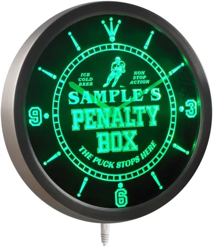 Miniatura 4 de AdvPro ncqt-tm Reloj de pared LED con nombre personalizado para hockey Penatly Box Bar Cerveza Neón Sign