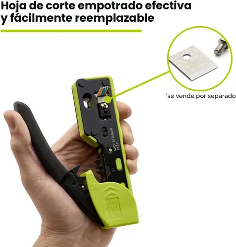 Miniatura 3 de trueCABLE - Herramienta de crimpado para paso a través de RJ45, crimpadora Ethernet todo en uno, cortador, pelacarga, funciona con conectores