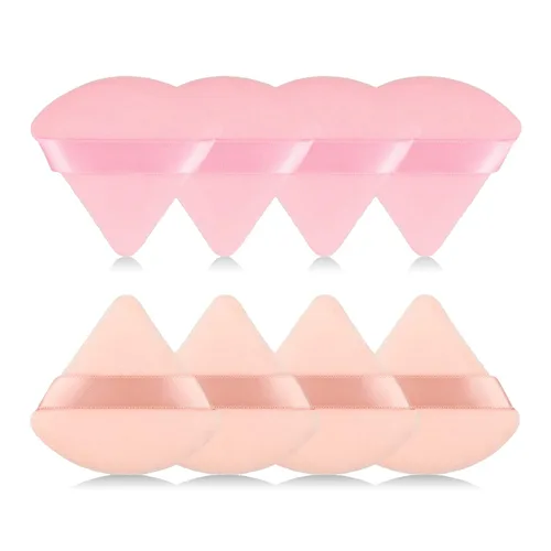 Miniatura 11 de 8 piezas Esponja para polvo de cara en forma de triángulo, suave y aterciopelada, para polvo suelto, polvo corporal, esponja de maquillaje