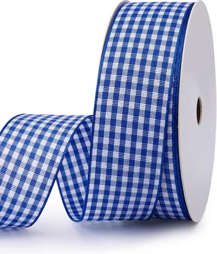 Miniatura 16 de VIVIQUEN Cinta Gingham a Cuadros Cinta a Cuadros de 1 Pulgada de Ancho Cinta de Tafetán a Cuadros 25 Yardas de Largo 100% Poliéster Borde Tejido