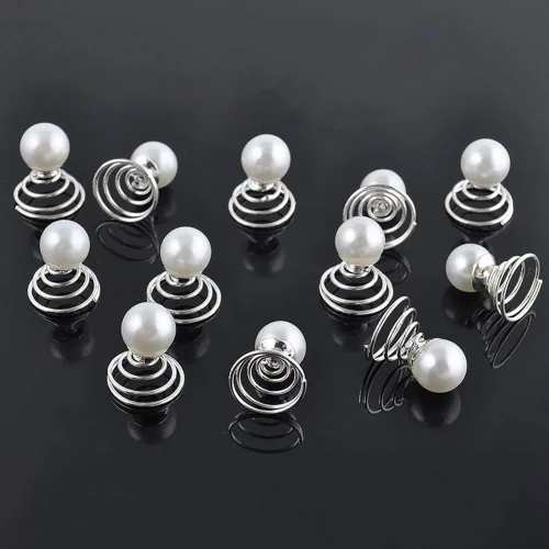 Miniatura 3 de Vpang 12 horquillas en espiral para el cabello, espirales, espirales, pinzas para el cabello para boda, novia, diamantes de imitación de perla, Tipo