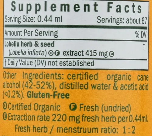Miniatura 4 de Herb Pharm Gotas de extracto líquido de lobelia orgánico certificado para apoyo del sistema musculoesquelético, 1 onza