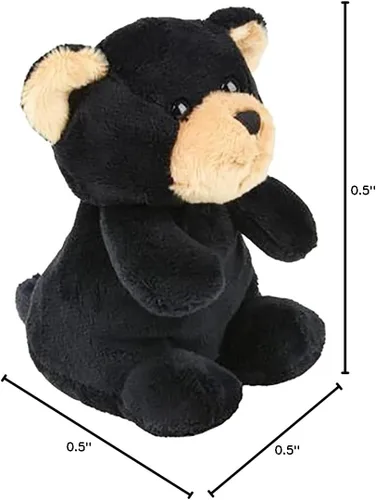 Miniatura 3 de Gorro de animal del zoológico, suave y acogedor animal de peluche con ojos de plástico duro para niños, 5 pulgadas (gorro de oso negro)