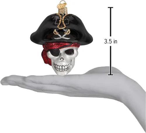 Miniatura 3 de Old World Christmas - Adorno de Jolly Roger de vidrio soplado para árbol de Navidad, decoración festiva artesanal, colección de Halloween