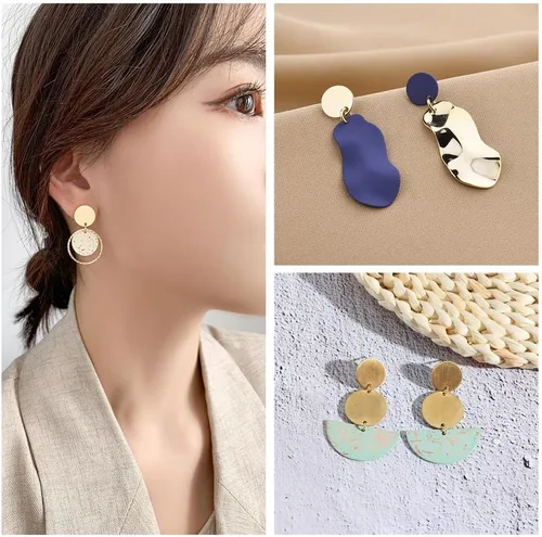 Miniatura 6 de 32 aretes de acero inoxidable 201, aretes redondos planos de acero inoxidable de 24 quilates, con pasador de acero inoxidable 304 para aretes