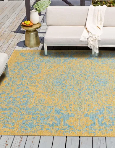 Miniatura 19 de Unique Loom Jill Zarin Jill Zarin Outdoor Collection - Alfombra Dubái (3 pies 3 pulgadas, redonda, rosa y aguamarina/azul claro)