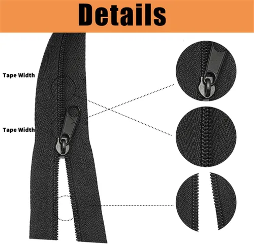 Miniatura 6 de CANFON Cremalleras #8, 20 tiradores de cremallera de nailon de 360 pulgadas, rollo de cremallera a granel de 10 yardas para bolsas de costura a