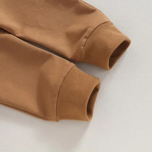 Miniatura 7 de Conjunto de 2 piezas de sudadera con estampado de letras y pantalones largos elásticos, lindos trajes para recién nacidos