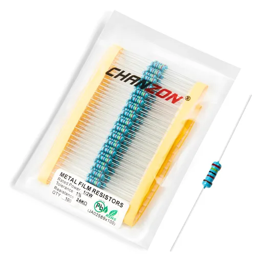 Miniatura 58 de Chanzon - 100 resistencias de película metálica 1/2 W (0.5 W) 10 Ω ohmios ±1% de tolerancia 10R MF, resistencias de agujero pasante con limitación