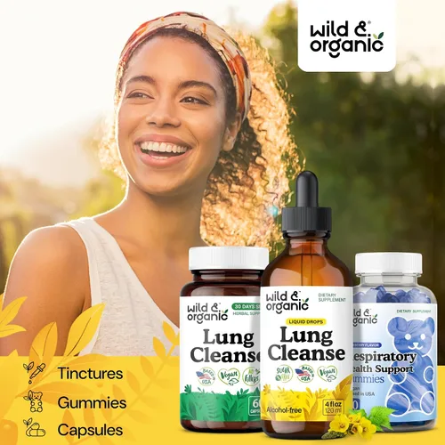 Miniatura 8 de Wild & Organic Tintura de desintoxicación de limpieza pulmonar - Gotas de gordolobo para pulmones - Suplemento de extracto de gordolobo a base