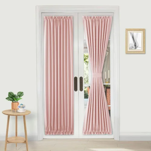 Miniatura 158 de DWCN Cortinas para puerta francesa: cortina térmica con bolsillo para barra para puertas con ventana de vidrio, puertas de cocina y patio