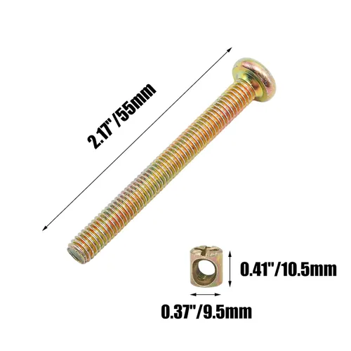 Miniatura 2 de Juego de 10 tornillos hexagonales de cabeza redonda plana M6 x 2.165 in, perfectos para accesorios de cama de madre y bebé, galvanizados para una