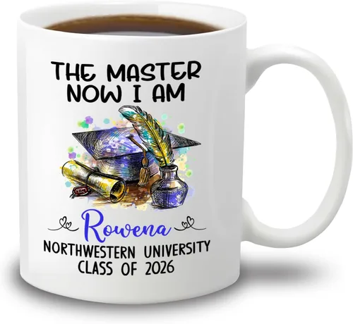 Miniatura 16 de Taza de café blanca personalizada para graduación, con texto en inglés "Behind You All Your Memories Before You All Your Dreams", taza de café de 11