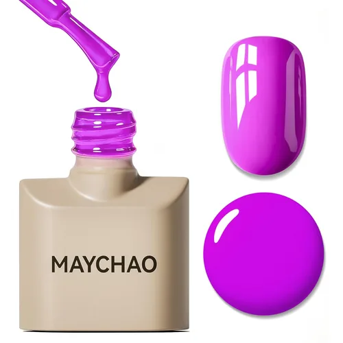 Miniatura 106 de MAYCHAO Esmalte de uñas de gel rosa intenso de 0.5 onzas líquidas, 1 unidad de esmalte de gel rosa brillante, esmalte de uñas que se absorbe con luz