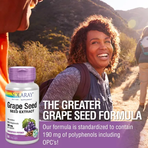 Miniatura 5 de SOLARAY Extracto de semilla de uva 200 mg más complejo bioflavonoide Apoyo cardiovascular saludable y de vasos sanguíneos 60 VegCaps