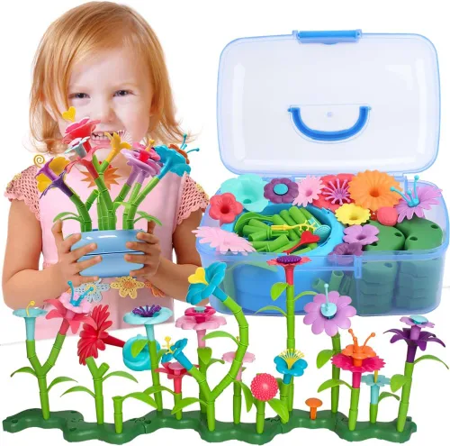 BIRANCO. Juego de construcción de jardín de flores - ¡Crece! Divertidos juguetes apilables para niños de 3 a 6 años de edad, actividad educativa