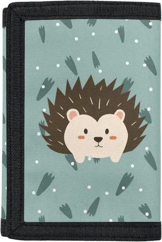 Miniatura 2 de Cartera triple para niños, bolsa de mano azul Corgi de dibujos animados, para niños y niñas, tarjetero escolar organizador, Erizo de dibujos