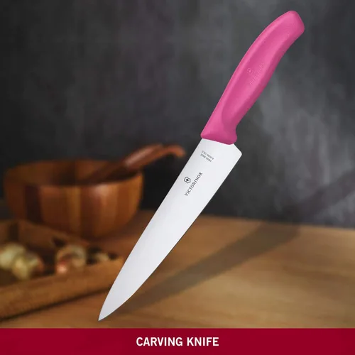 Miniatura 5 de Victorinox Swiss Classic, Cuchillo de trinchar, hoja extraafilada, borde recto, 7.5 in, mango de plástico, acero inoxidable, rosa