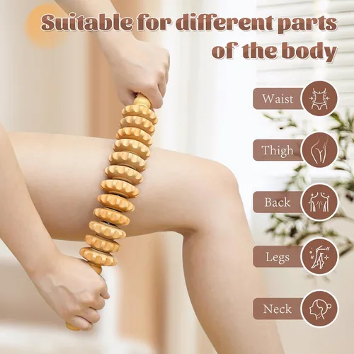 Miniatura 2 de Herramientas de rodillo de masaje de terapia de madera curvada, masajeador de drenaje linfático de madera, herramienta de masaje para celulitis