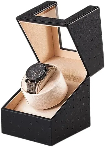 Enrollador automático de un solo reloj con motor Mabuchi japonés silencioso, adaptador de CA o funciona con pilas (batería no incluida), Reloj Winder