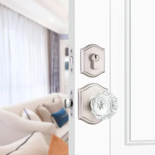 Miniatura 35 de Pomos de Puerta de Vidrio para Interiores, Estilo Vintage, Pomos de Puerta de Cristal de Privacidad con Cerradura, Pomos de Puerta de Latón Antiguo